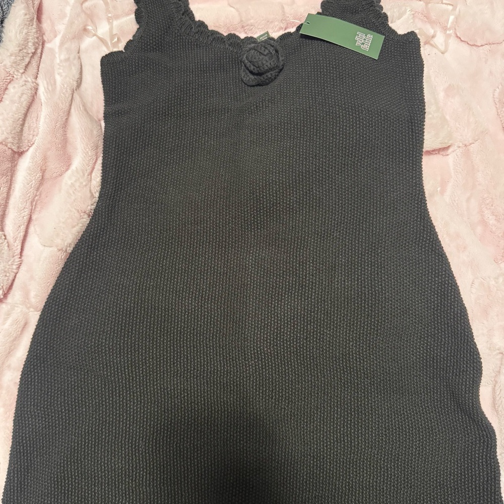 Wild Fable Black Textured Knit Dress